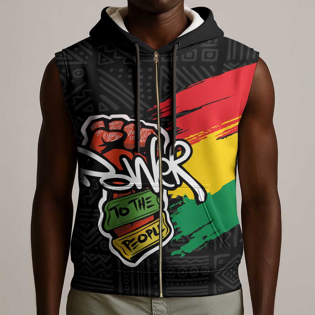 Juneteenth Sleeveless Zip Hoodie Power To The People - African Pride