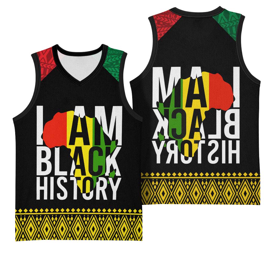 Juneteenth Basketball Jersey Mix African Pattern - I Am Black History - African Pride