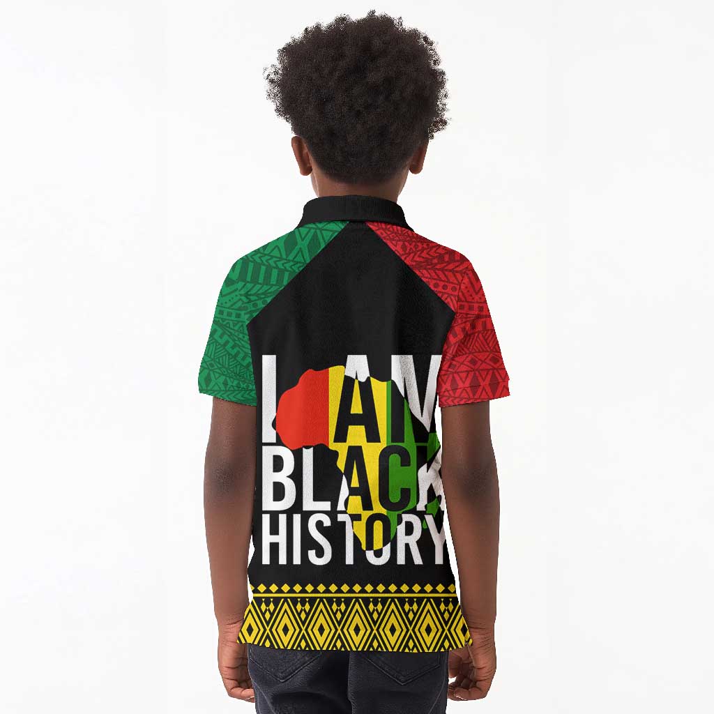 Juneteenth Kid Polo Shirt Mix African Pattern - I Am Black History