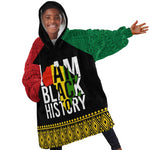 Juneteenth Kid Wearable Blanket Hoodie Mix African Pattern - I Am Black History