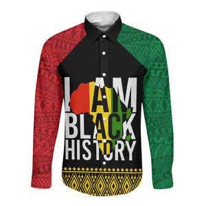 Juneteenth Long Sleeve Button Shirt Mix African Pattern - I Am Black History