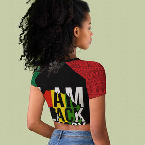 Juneteenth Raglan Cropped T shirt Mix African Pattern - I Am Black History