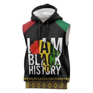 Juneteenth Sleeveless Hoodie Mix African Pattern - I Am Black History - African Pride
