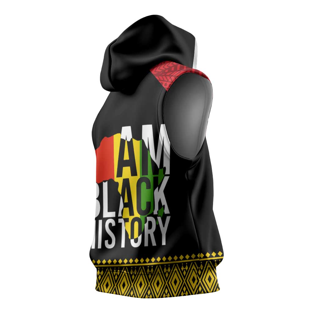 Juneteenth Sleeveless Hoodie Mix African Pattern - I Am Black History - African Pride