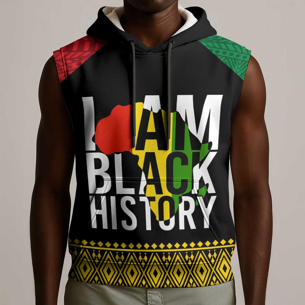 Juneteenth Sleeveless Hoodie Mix African Pattern - I Am Black History - African Pride