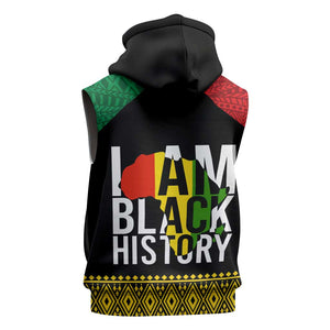 Juneteenth Sleeveless Zip Hoodie Mix African Pattern - I Am Black History - African Pride