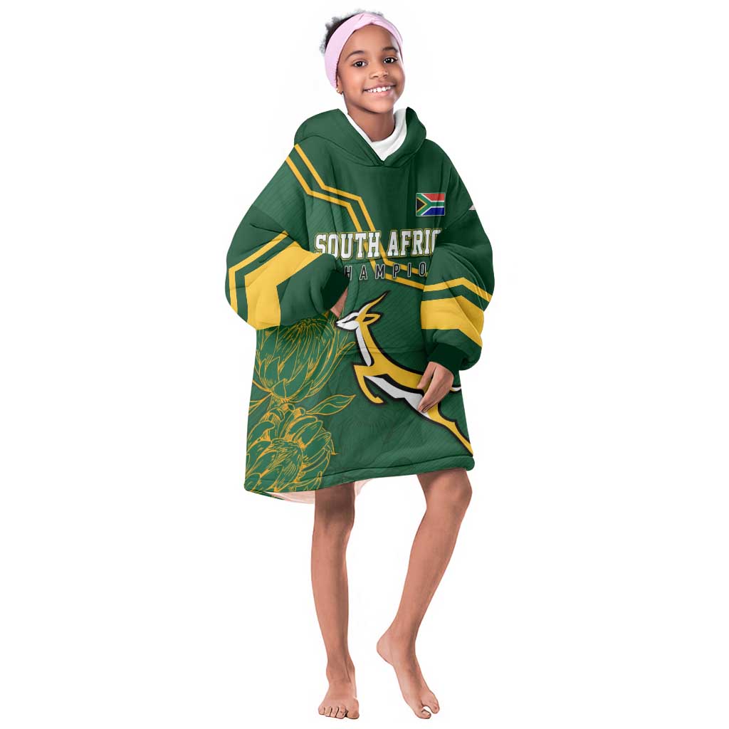 South Africa Rugby Kid Wearable Blanket Hoodie Champions GO Bokke