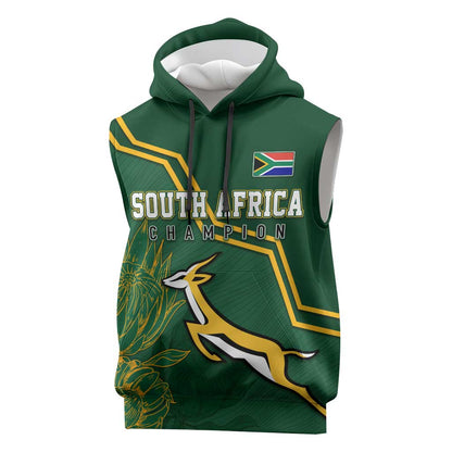 South Africa Rugby Sleeveless Hoodie Champions GO Bokke - African Pride