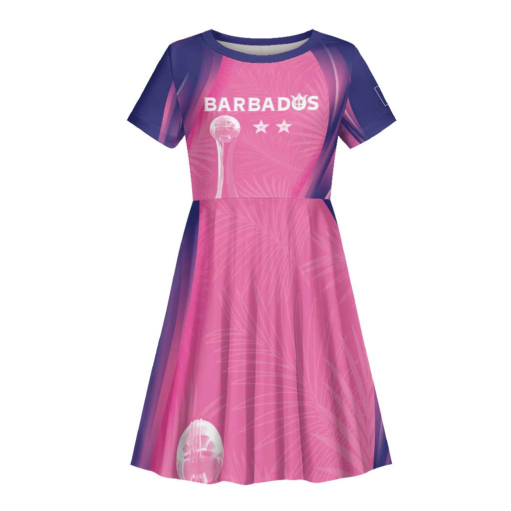Afro-Barbadians Cricket Custom Kid Short Sleeve Dress Royal Champions - Tropical Vibes - African Pride