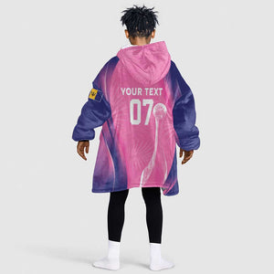 Afro-Barbadians Cricket Custom Kid Wearable Blanket Hoodie Royal Champions - Tropical Vibes - African Pride