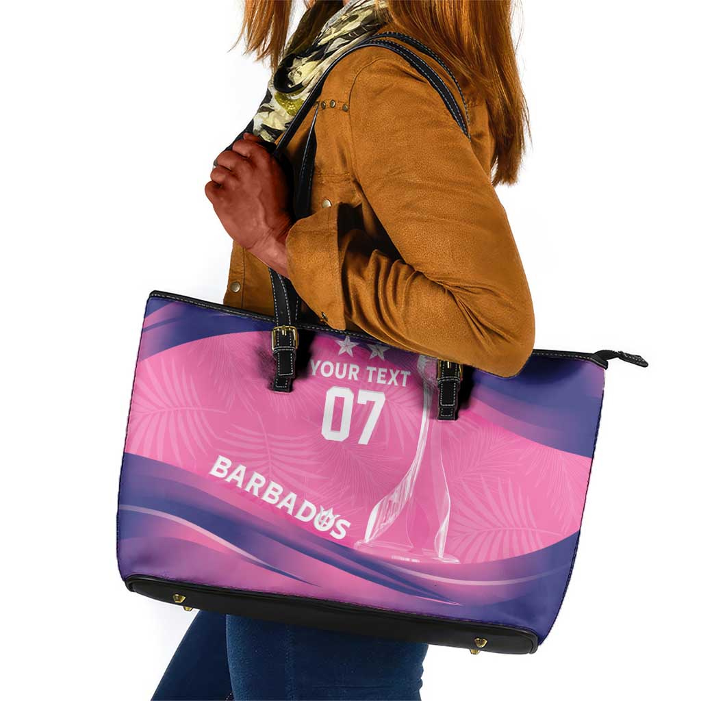 Afro-Barbadians Cricket Custom Leather Tote Bag Royal Champions - Tropical Vibes - African Pride