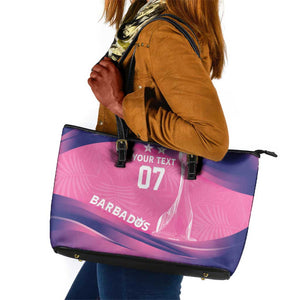 Afro-Barbadians Cricket Custom Leather Tote Bag Royal Champions - Tropical Vibes - African Pride