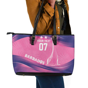 Afro-Barbadians Cricket Custom Leather Tote Bag Royal Champions - Tropical Vibes - African Pride