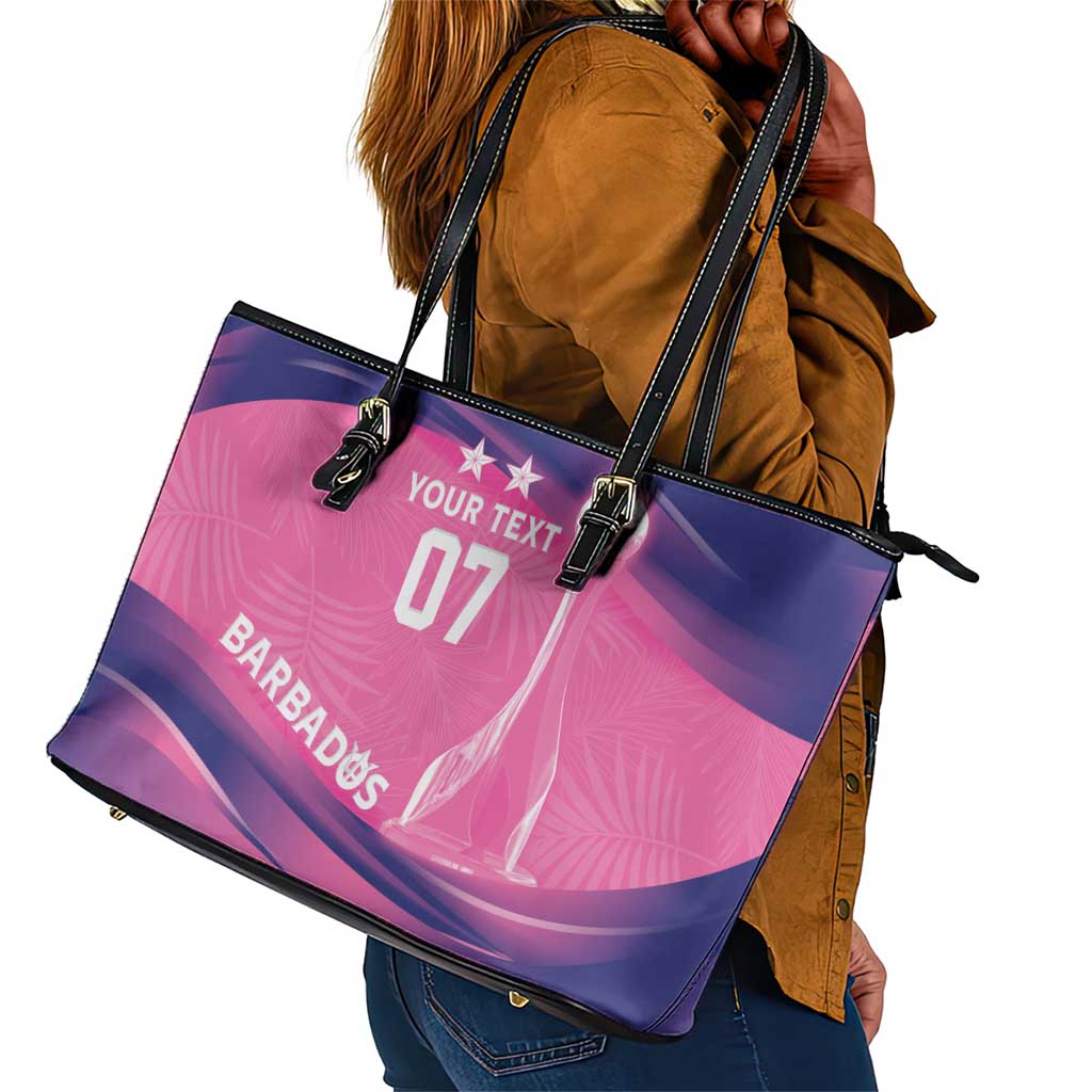 Afro-Barbadians Cricket Custom Leather Tote Bag Royal Champions - Tropical Vibes - African Pride