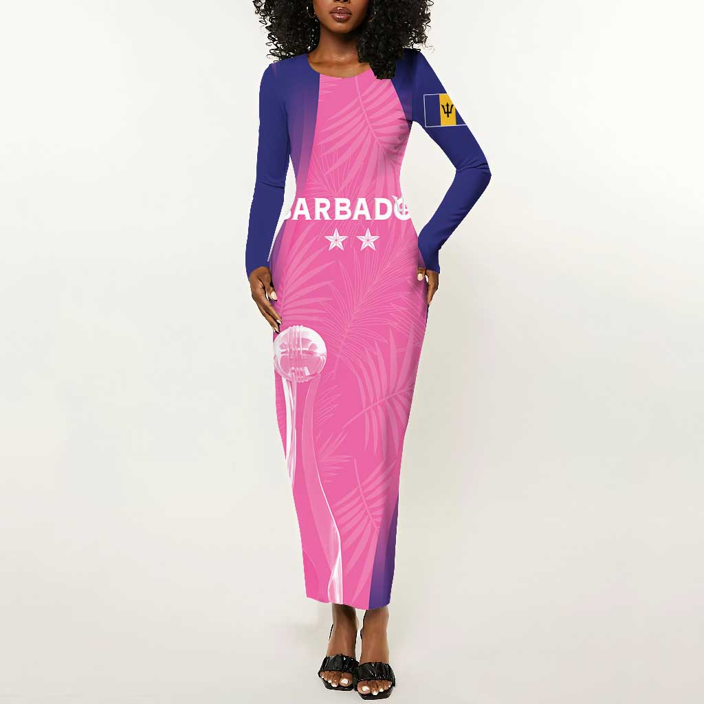 Afro-Barbadians Cricket Custom Long Sleeve Bodycon Dress Royal Champions - Tropical Vibes - African Pride