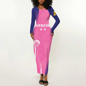 Afro-Barbadians Cricket Custom Long Sleeve Bodycon Dress Royal Champions - Tropical Vibes - African Pride