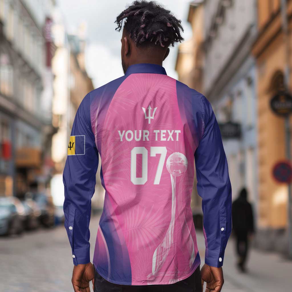 Afro-Barbadians Cricket Custom Long Sleeve Button Shirt Royal Champions - Tropical Vibes - African Pride