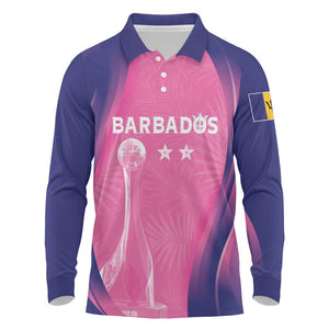 Afro-Barbadians Cricket Custom Long Sleeve Polo Shirt Royal Champions - Tropical Vibes - African Pride