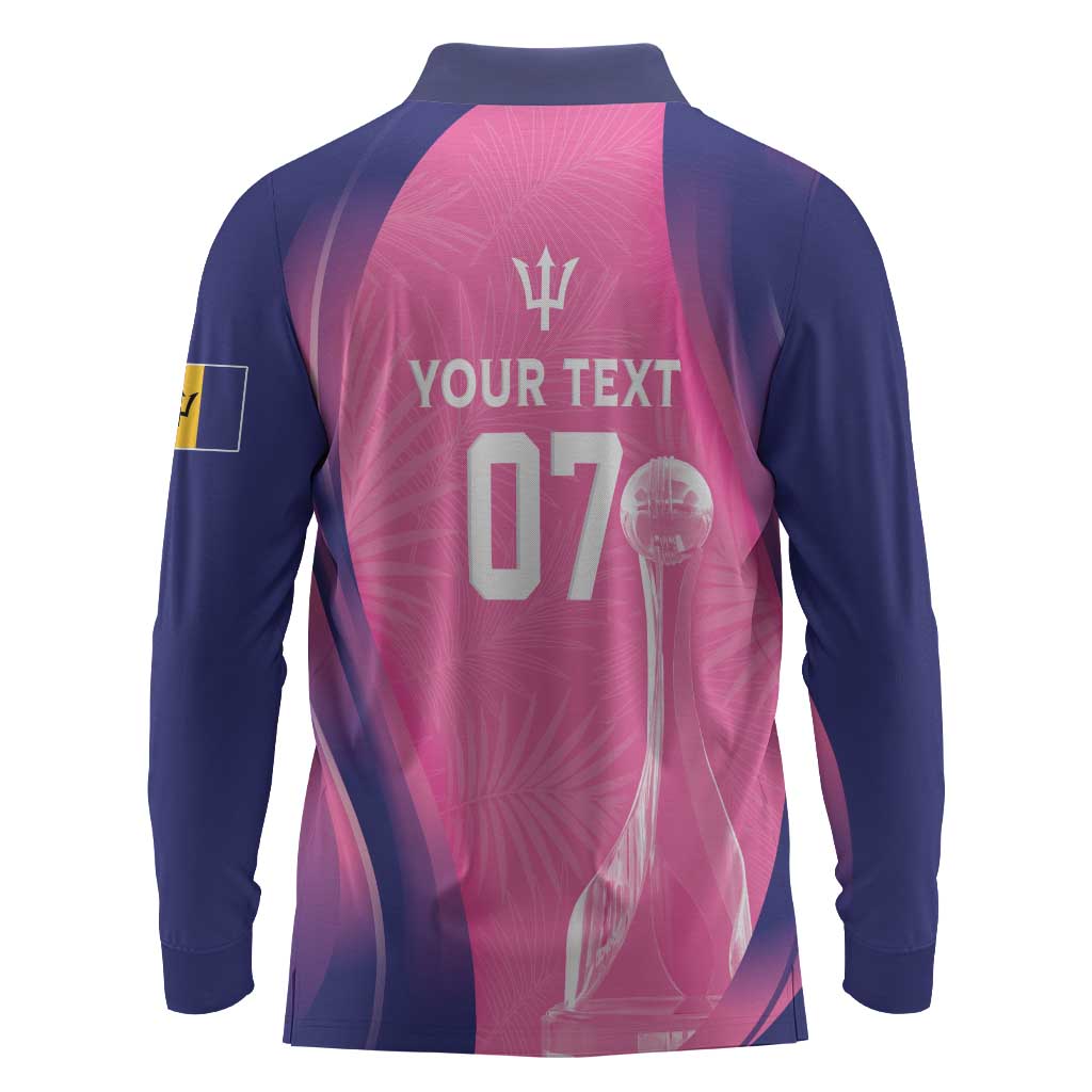 Afro-Barbadians Cricket Custom Long Sleeve Polo Shirt Royal Champions - Tropical Vibes - African Pride