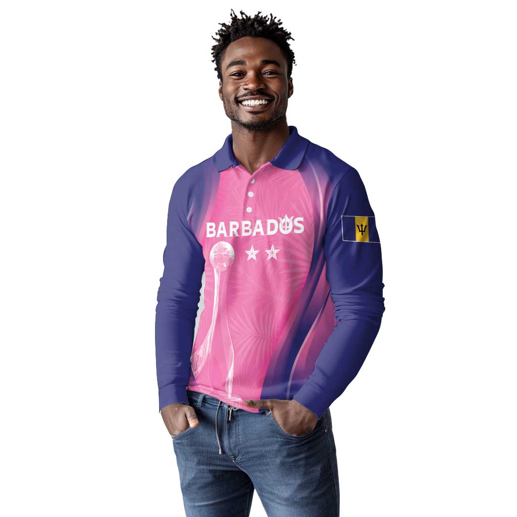 Afro-Barbadians Cricket Custom Long Sleeve Polo Shirt Royal Champions - Tropical Vibes - African Pride