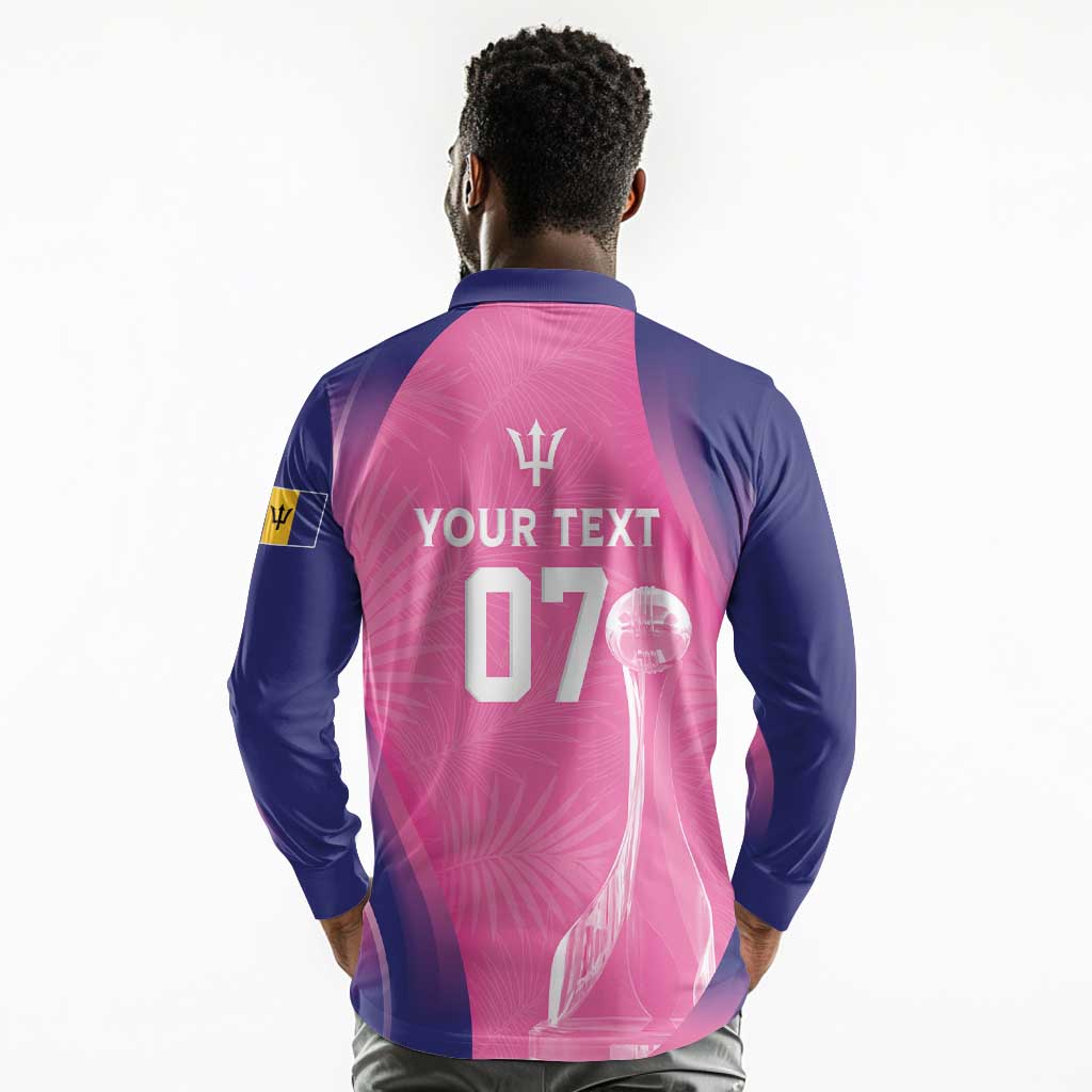 Afro-Barbadians Cricket Custom Long Sleeve Polo Shirt Royal Champions - Tropical Vibes - African Pride