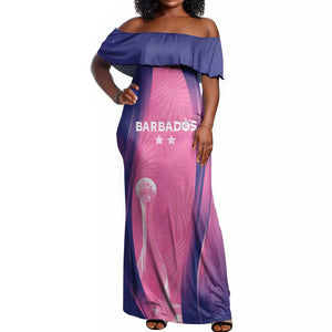 Afro-Barbadians Cricket Custom Off Shoulder Maxi Dress Royal Champions - Tropical Vibes - African Pride