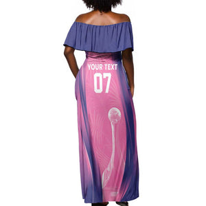 Afro-Barbadians Cricket Custom Off Shoulder Maxi Dress Royal Champions - Tropical Vibes - African Pride