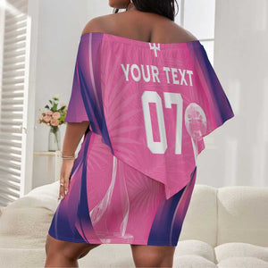 Afro-Barbadians Cricket Custom Off Shoulder Short Dress Royal Champions - Tropical Vibes - African Pride