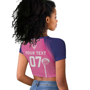 Afro-Barbadians Cricket Custom Raglan Cropped T shirt Royal Champions - Tropical Vibes - African Pride