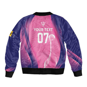 Afro-Barbadians Cricket Custom Sleeve Zip Bomber Jacket Royal Champions - Tropical Vibes - African Pride