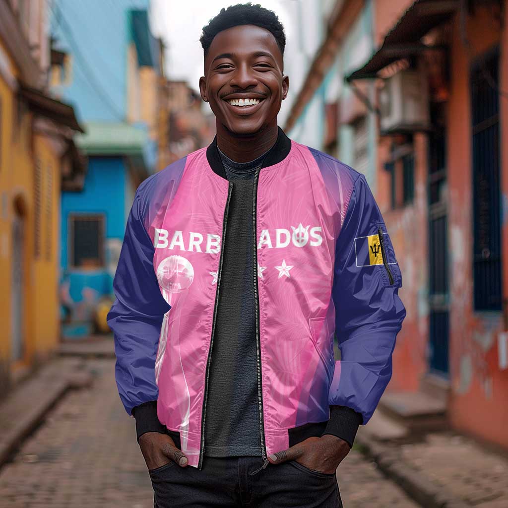 Afro-Barbadians Cricket Custom Sleeve Zip Bomber Jacket Royal Champions - Tropical Vibes - African Pride
