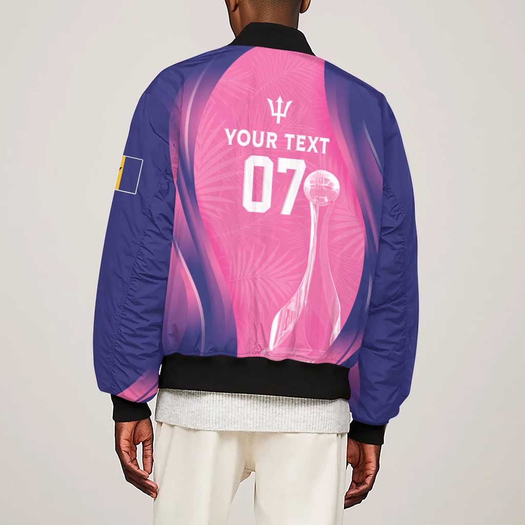 Afro-Barbadians Cricket Custom Sleeve Zip Bomber Jacket Royal Champions - Tropical Vibes - African Pride