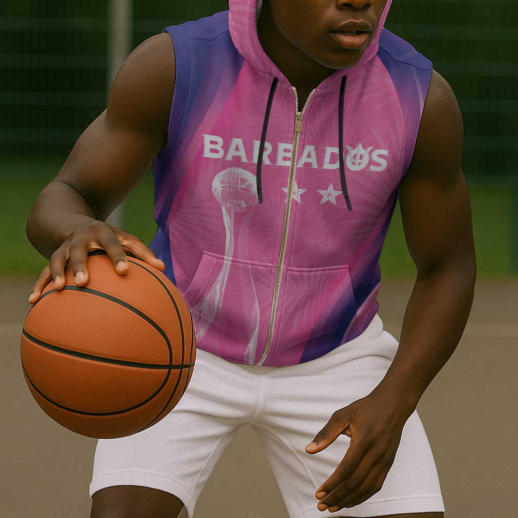 Afro-Barbadians Cricket Custom Sleeveless Zip Hoodie Royal Champions - Tropical Vibes - African Pride