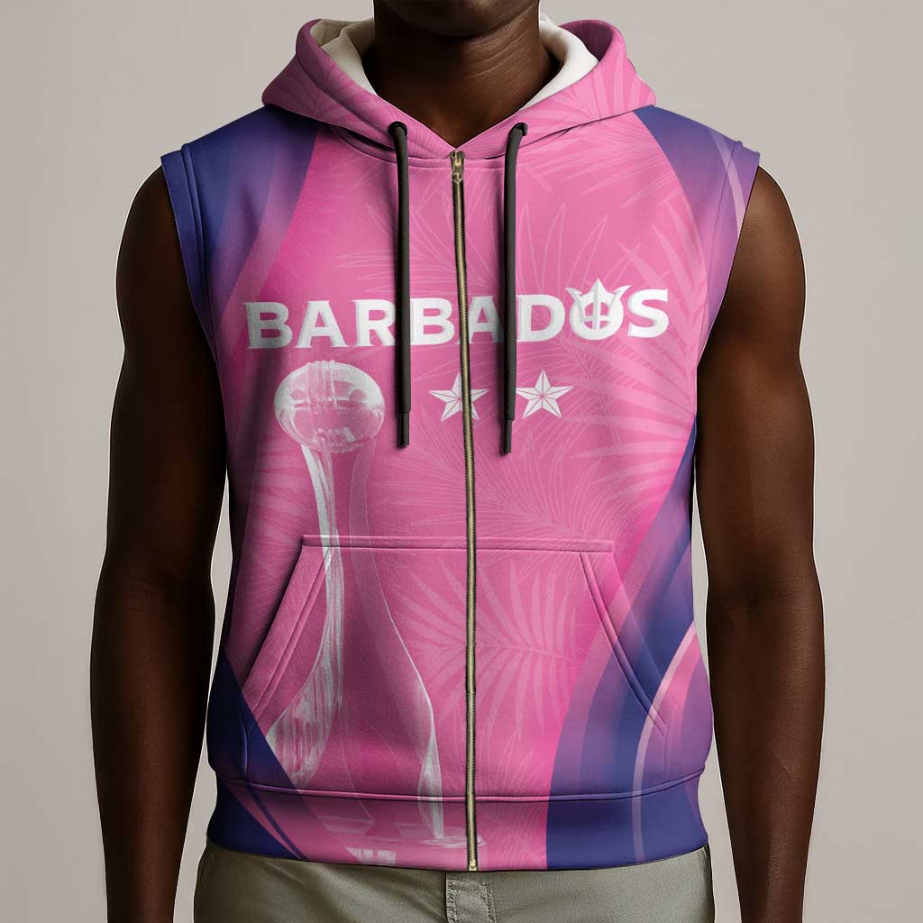 Afro-Barbadians Cricket Custom Sleeveless Zip Hoodie Royal Champions - Tropical Vibes - African Pride