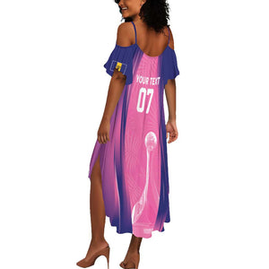 Afro-Barbadians Cricket Custom Summer Maxi Dress Royal Champions - Tropical Vibes - African Pride