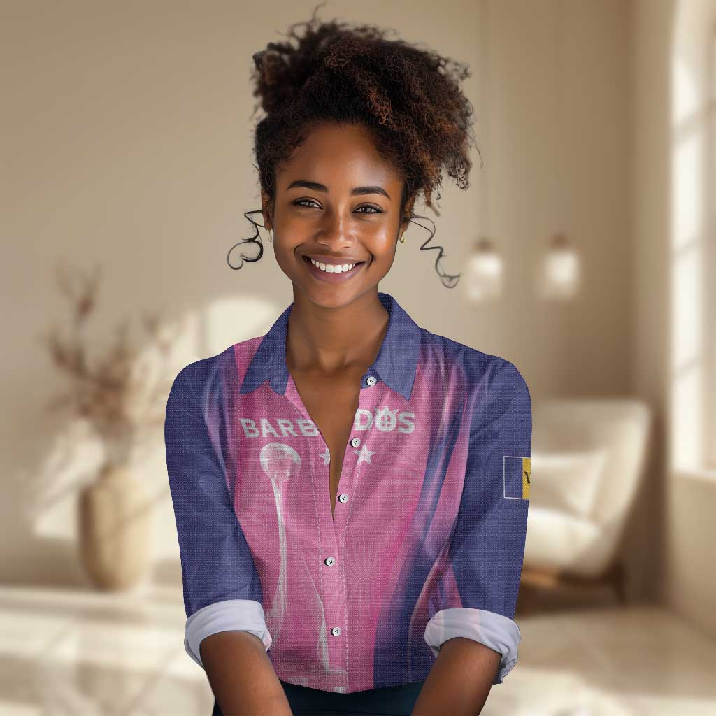 Afro-Barbadians Cricket Custom Women Casual Shirt Royal Champions - Tropical Vibes - African Pride
