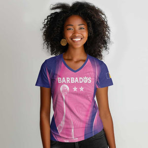 Afro-Barbadians Cricket Custom Women V-Neck T-Shirt Royal Champions - Tropical Vibes - African Pride
