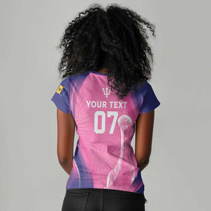 Afro-Barbadians Cricket Custom Women V-Neck T-Shirt Royal Champions - Tropical Vibes - African Pride