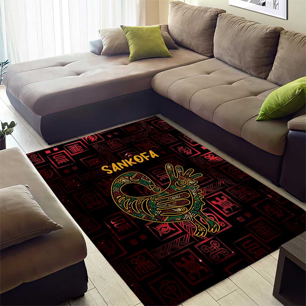 Afro-American Culture Area Rug Adinkra Sankofa Bird - Cosmic Red