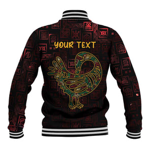Afro-American Culture Baseball Jacket Adinkra Sankofa Bird - Cosmic Red