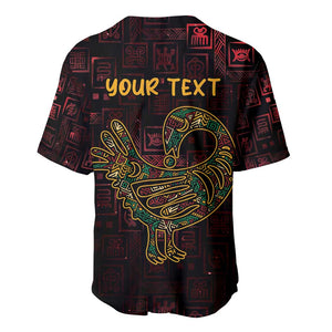 Afro-American Culture Baseball Jersey Adinkra Sankofa Bird - Cosmic Red