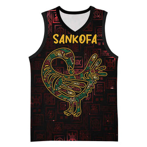 Afro-American Culture Basketball Jersey Adinkra Sankofa Bird - Cosmic Red - African Pride