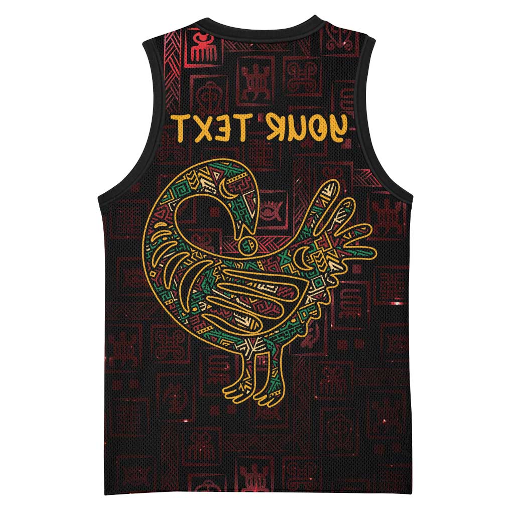 Afro-American Culture Basketball Jersey Adinkra Sankofa Bird - Cosmic Red - African Pride