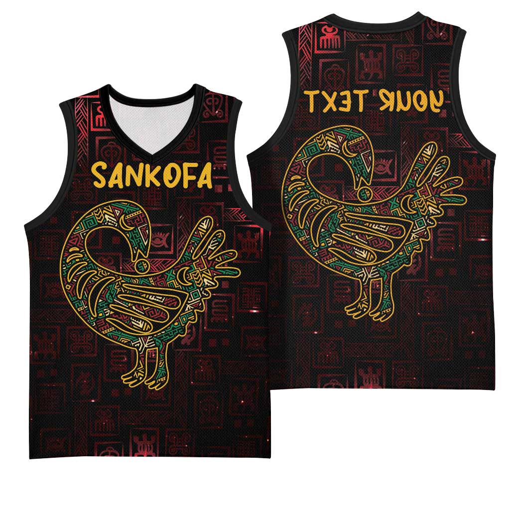 Afro-American Culture Basketball Jersey Adinkra Sankofa Bird - Cosmic Red - African Pride