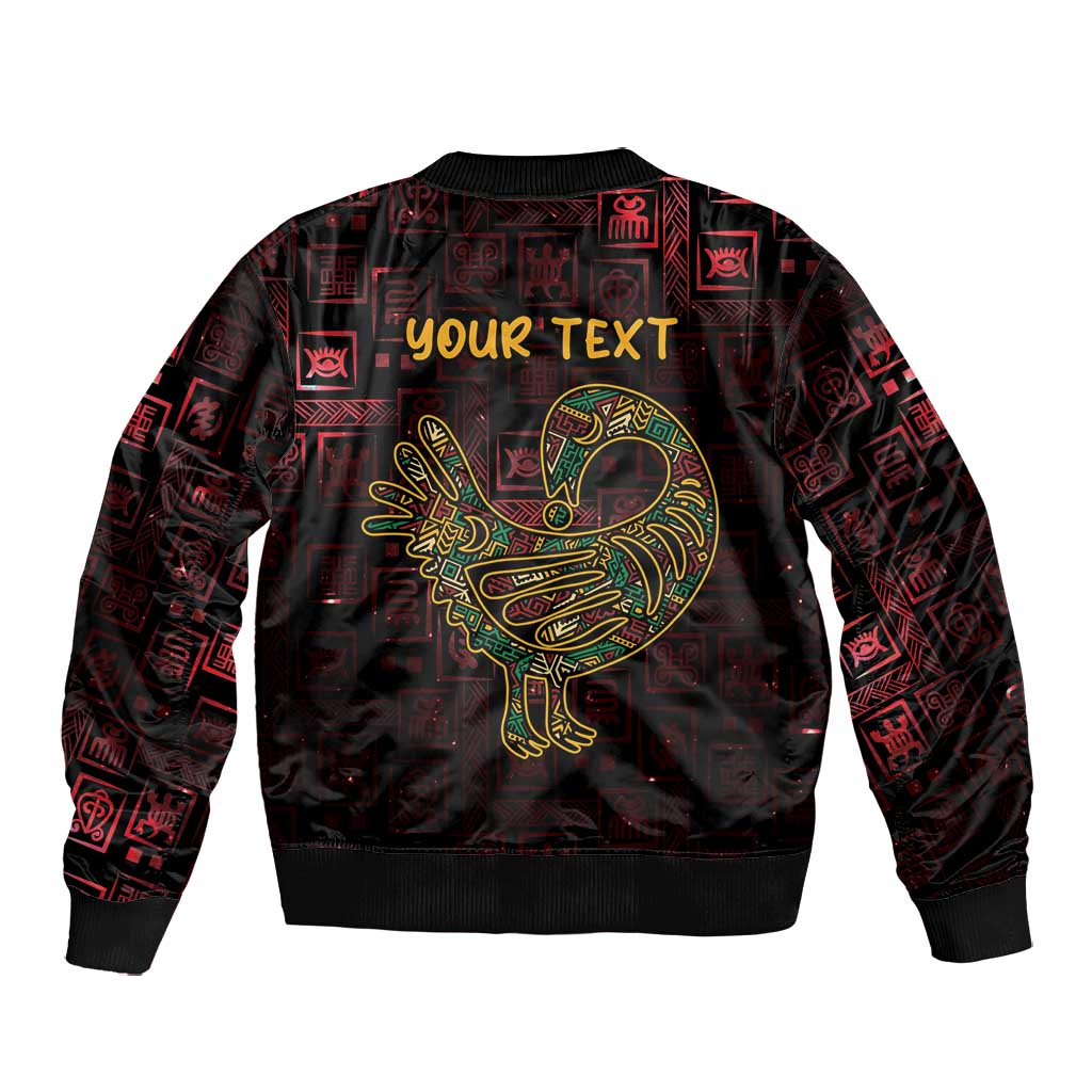 Afro-American Culture Bomber Jacket Adinkra Sankofa Bird - Cosmic Red