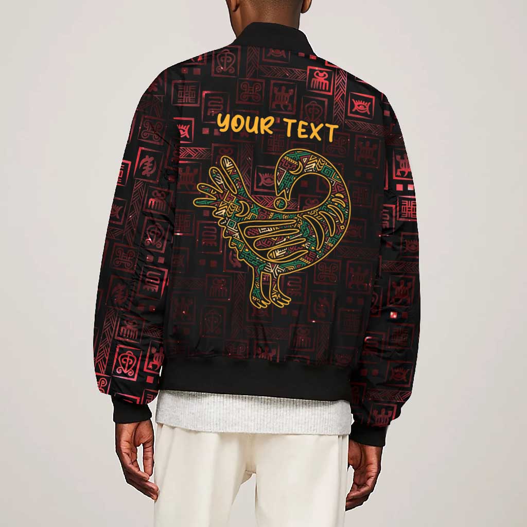 Afro-American Culture Bomber Jacket Adinkra Sankofa Bird - Cosmic Red