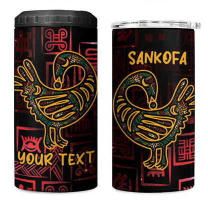 Afro-American Culture 4 in 1 Can Cooler Tumbler Adinkra Sankofa Bird - Cosmic Red