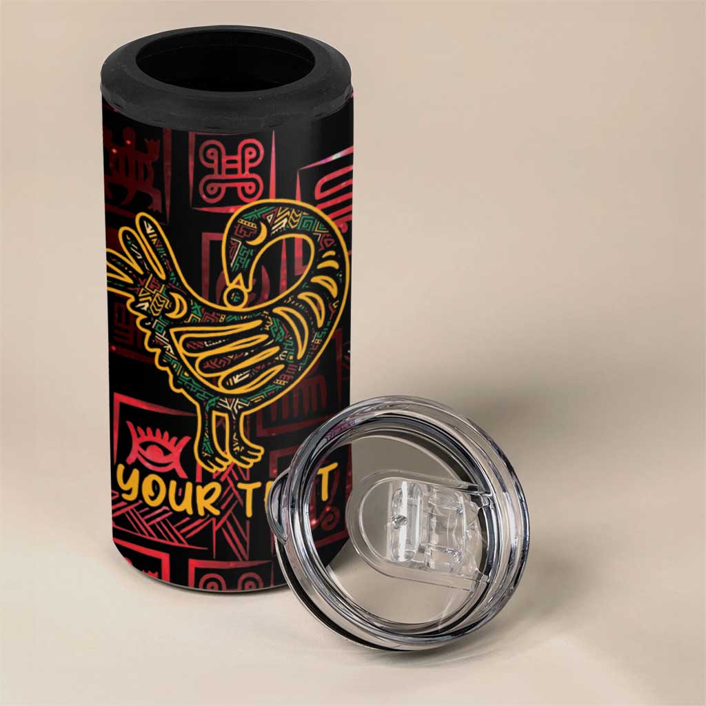 Afro-American Culture 4 in 1 Can Cooler Tumbler Adinkra Sankofa Bird - Cosmic Red