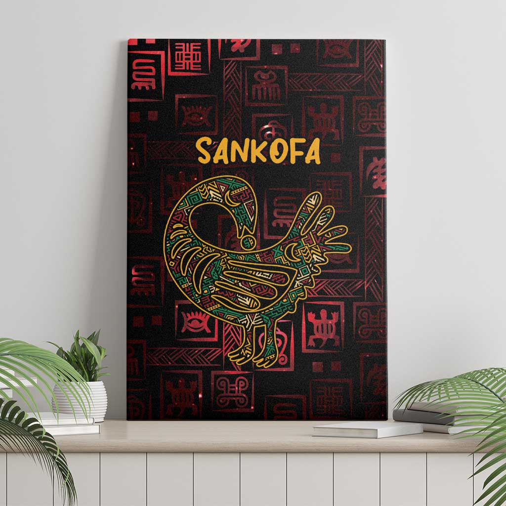 Afro-American Culture Canvas Wall Art Adinkra Sankofa Bird - Cosmic Red