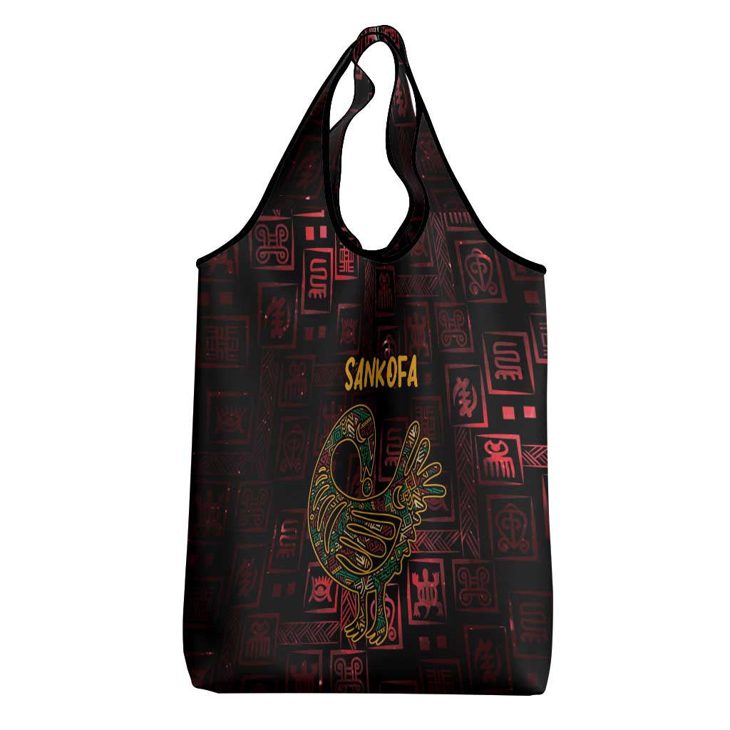 Afro-American Culture Grocery Bag Adinkra Sankofa Bird - Cosmic Red